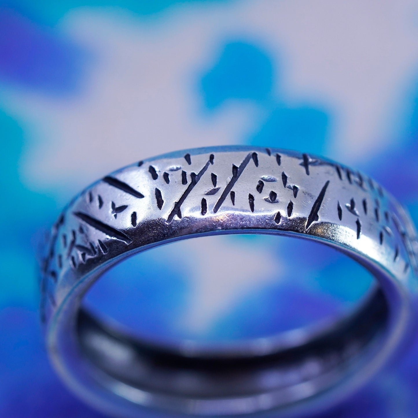 Size 11, vintage Sterling silver handmade ring, hopi 925 textured band