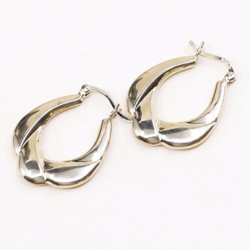 1”, Gold over sterling silver 925 earrings Hoops, stamped 925 Israel