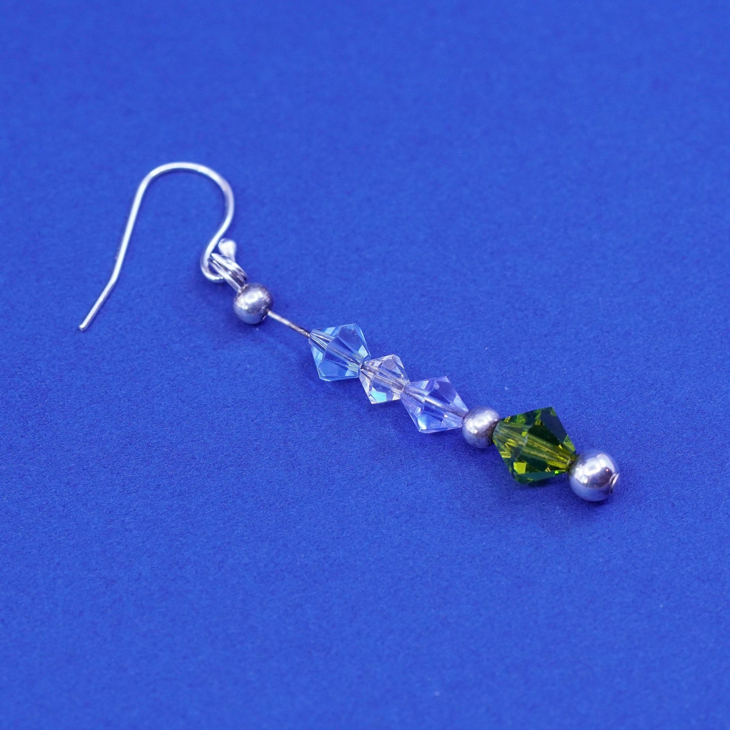 Vintage sterling 925 silver handmade earrings with crystal