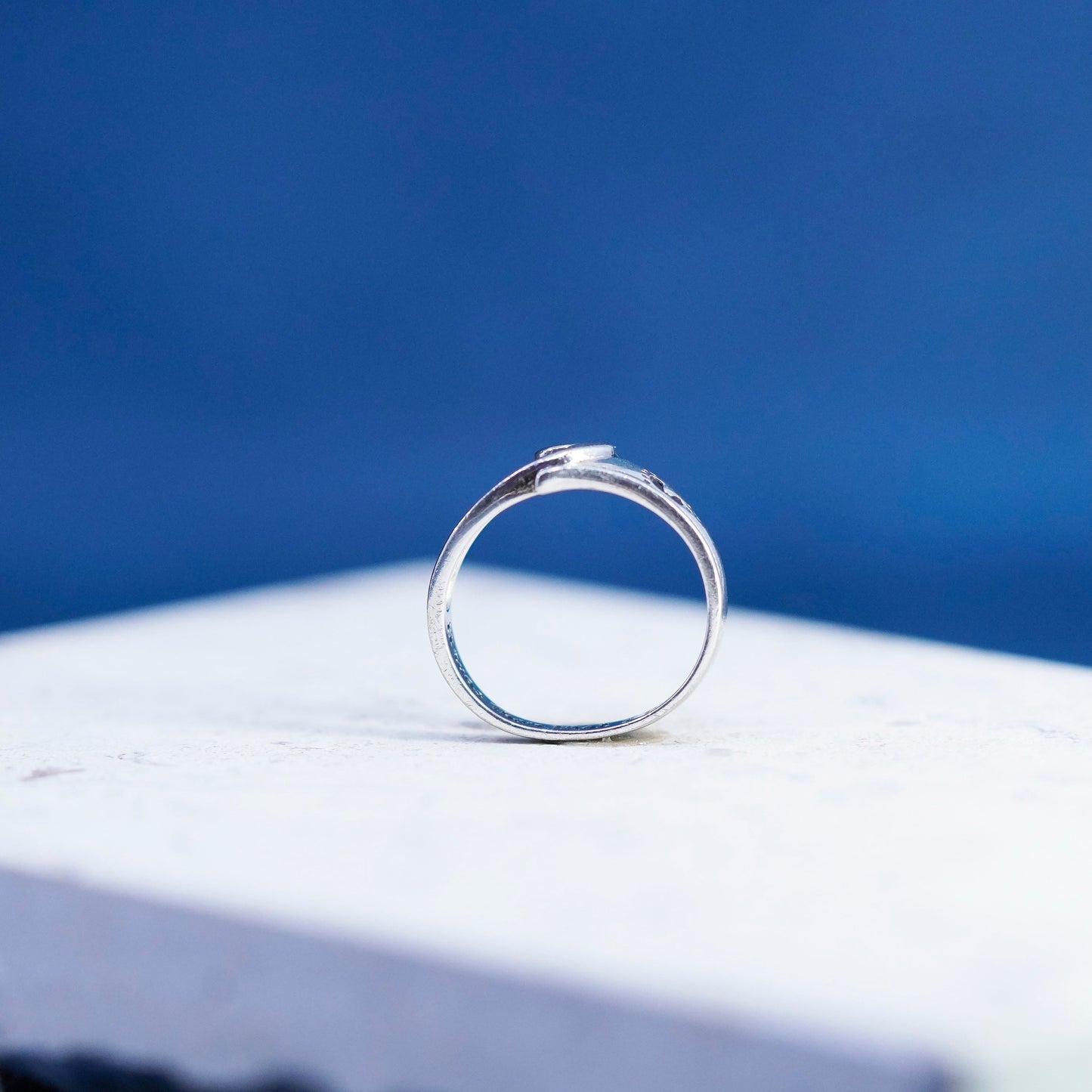Size 7.5, vintage sterling silver ring, 925 band with footprint I carry you
