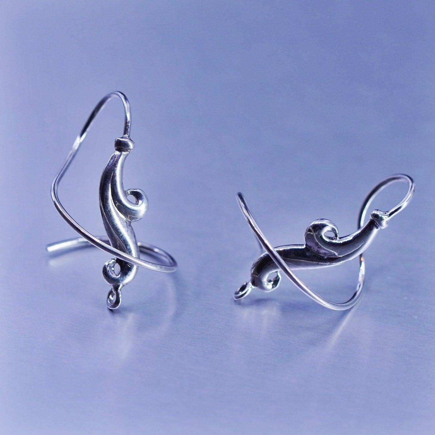 Vintage Sterling 925 silver handmade swirly earrings