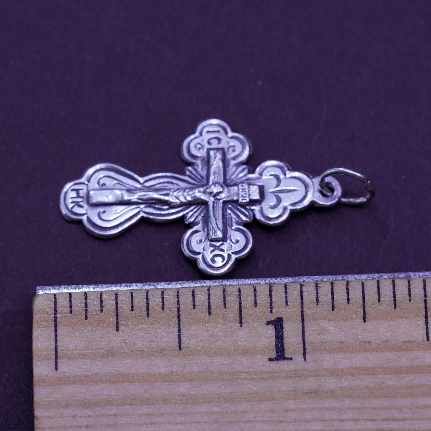 Vintage Sterling silver handmade pendant, 925 Jesus cross