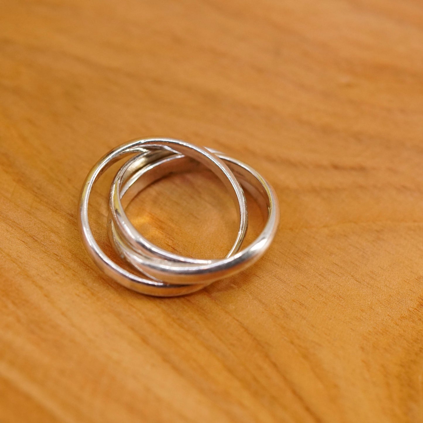 size 6, vintage Sterling silver handmade ring, 925 entwined band