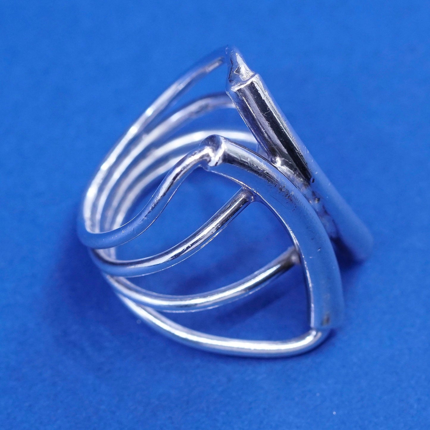 Size 7, vintage Sterling silver handmade ring, modern 925 silver statement ring