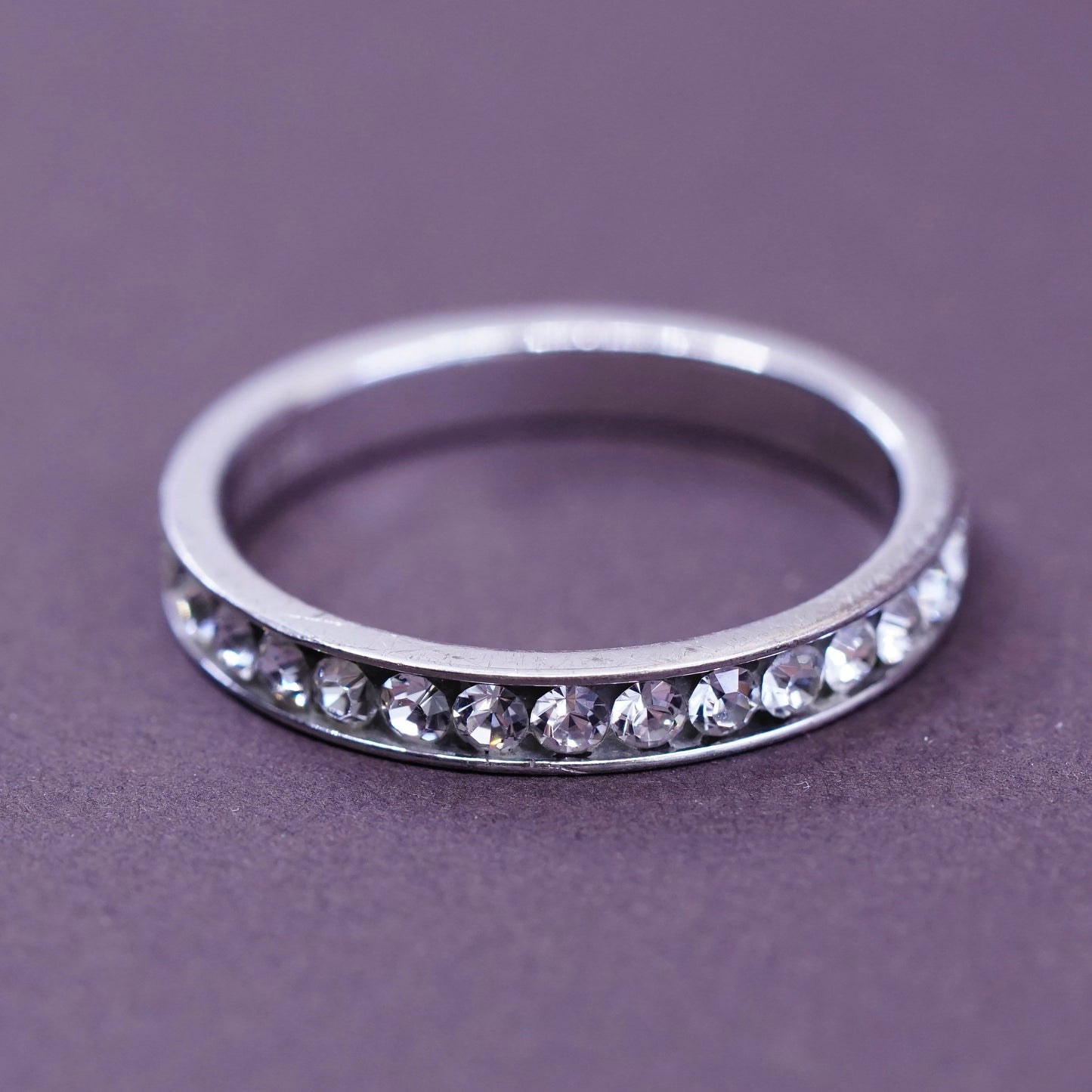 Size 9, vintage Taiwan Sterling silver ring, 925 band with cz
