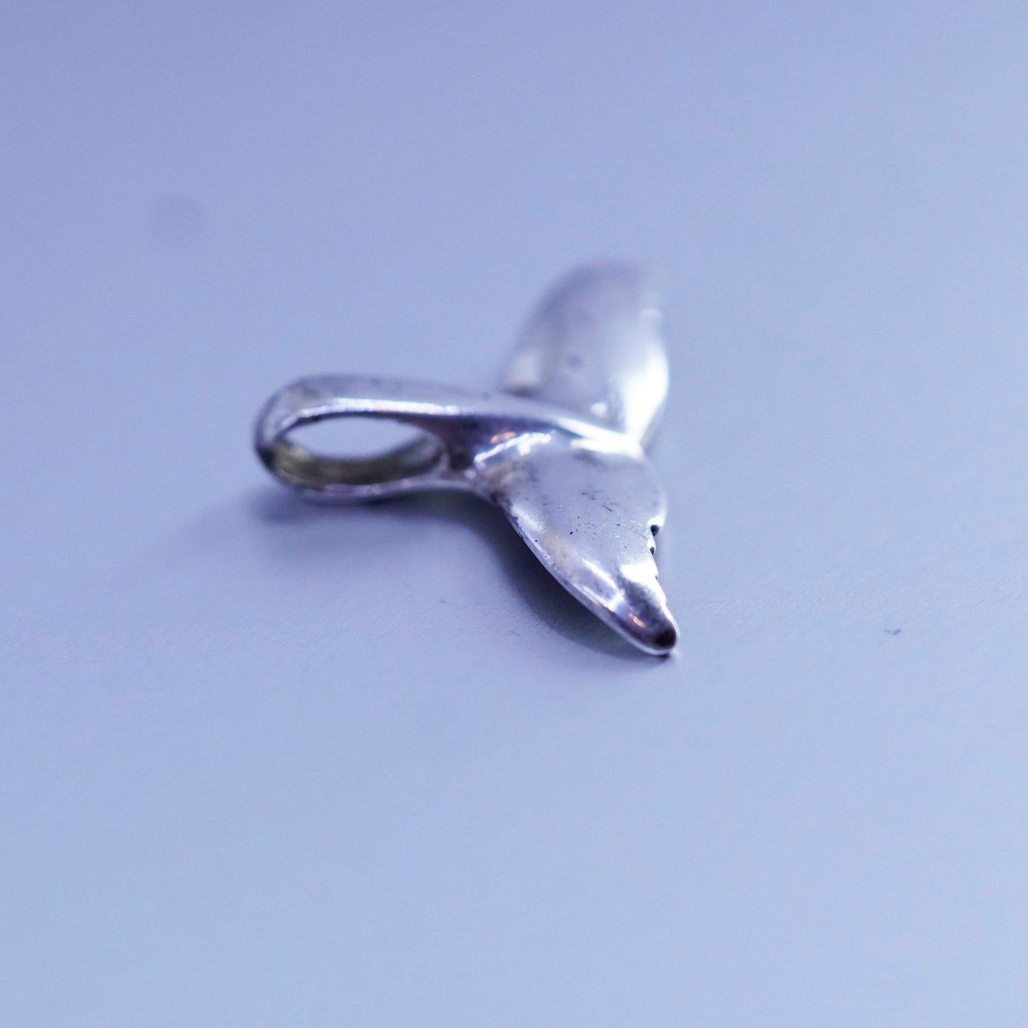 Vintage sterling 925 silver handmade whale tail pendant