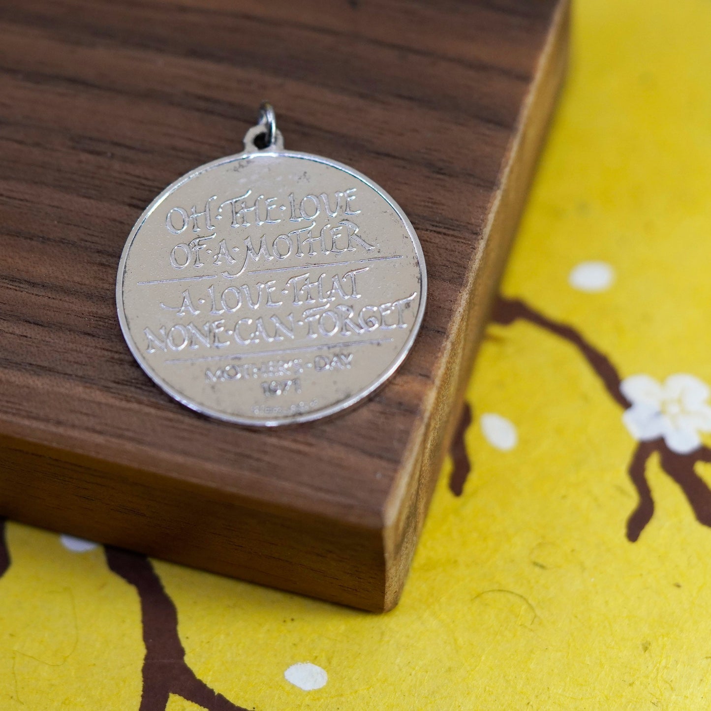 vintage Sterling silver motherhood pendant, 1970s 925 circle holding hands