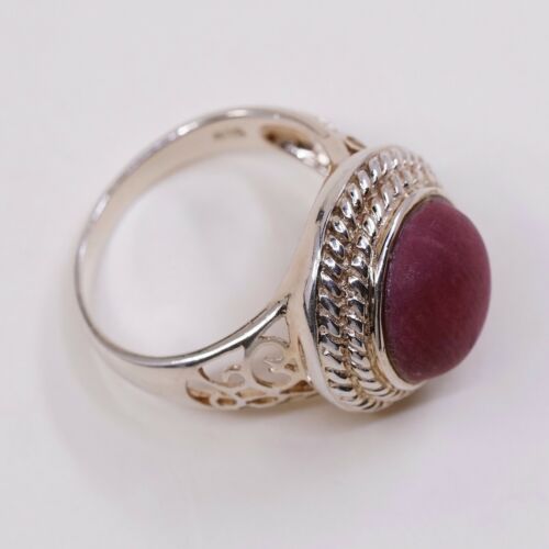Sz 9, Vtg Vermeil Gold Over CORAL RING 925 STERLING SILVER, Stamped 925