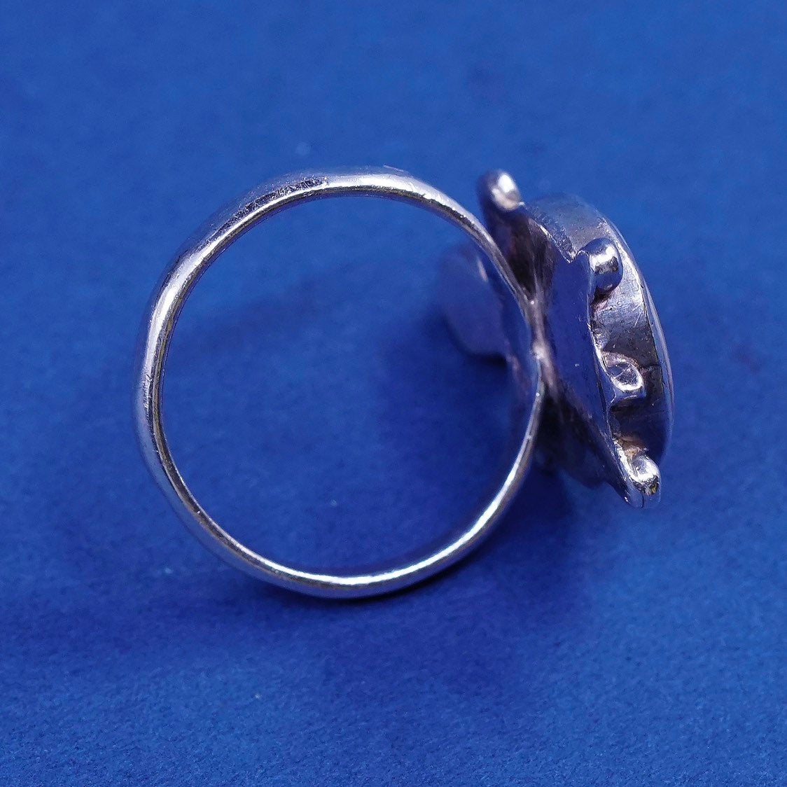 sz 7.25, Native American Sterling silver handmade ring, 925 turtle w/ turquoise