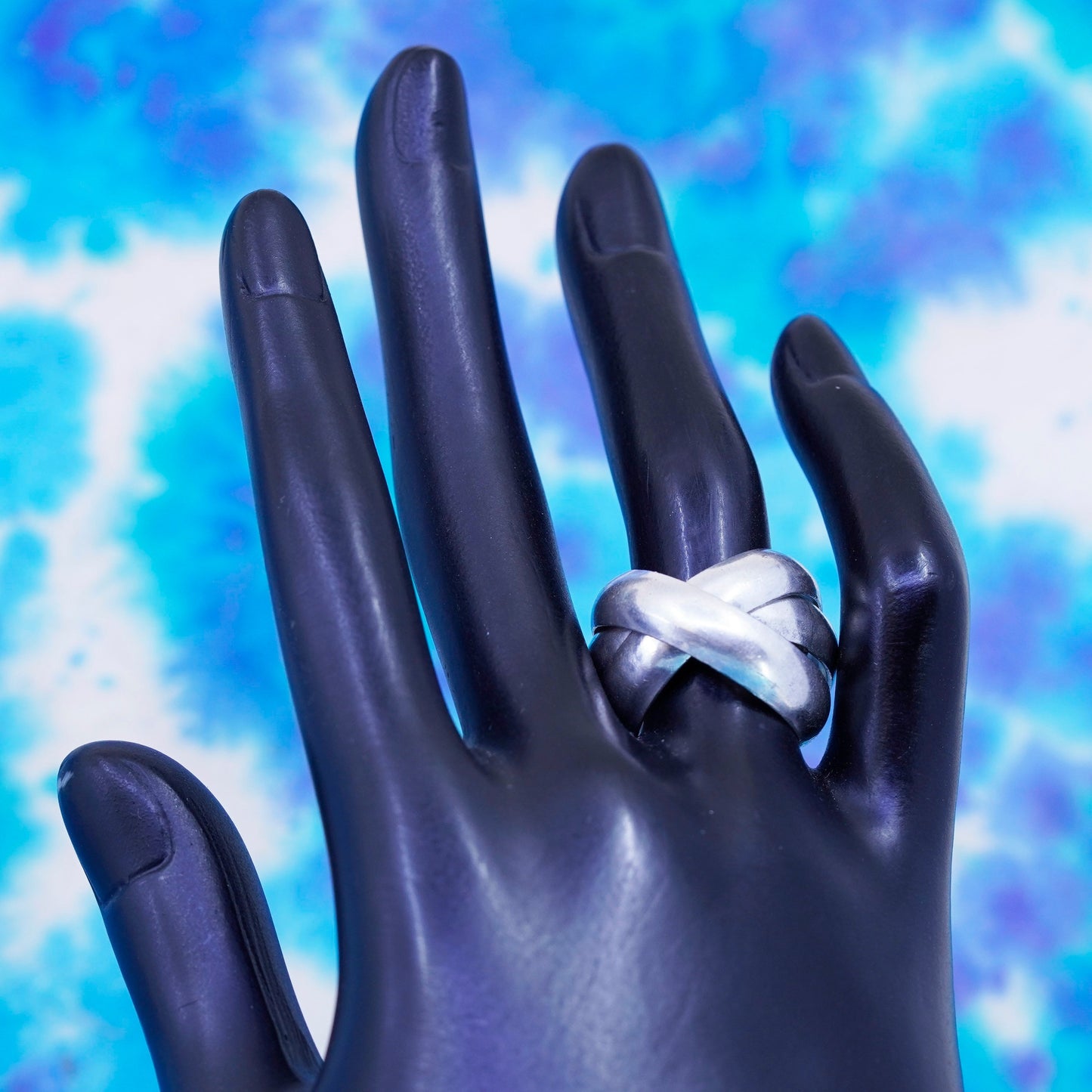 Size 5, vintage Mexico Sterling silver handmade ring, 925 entwined band