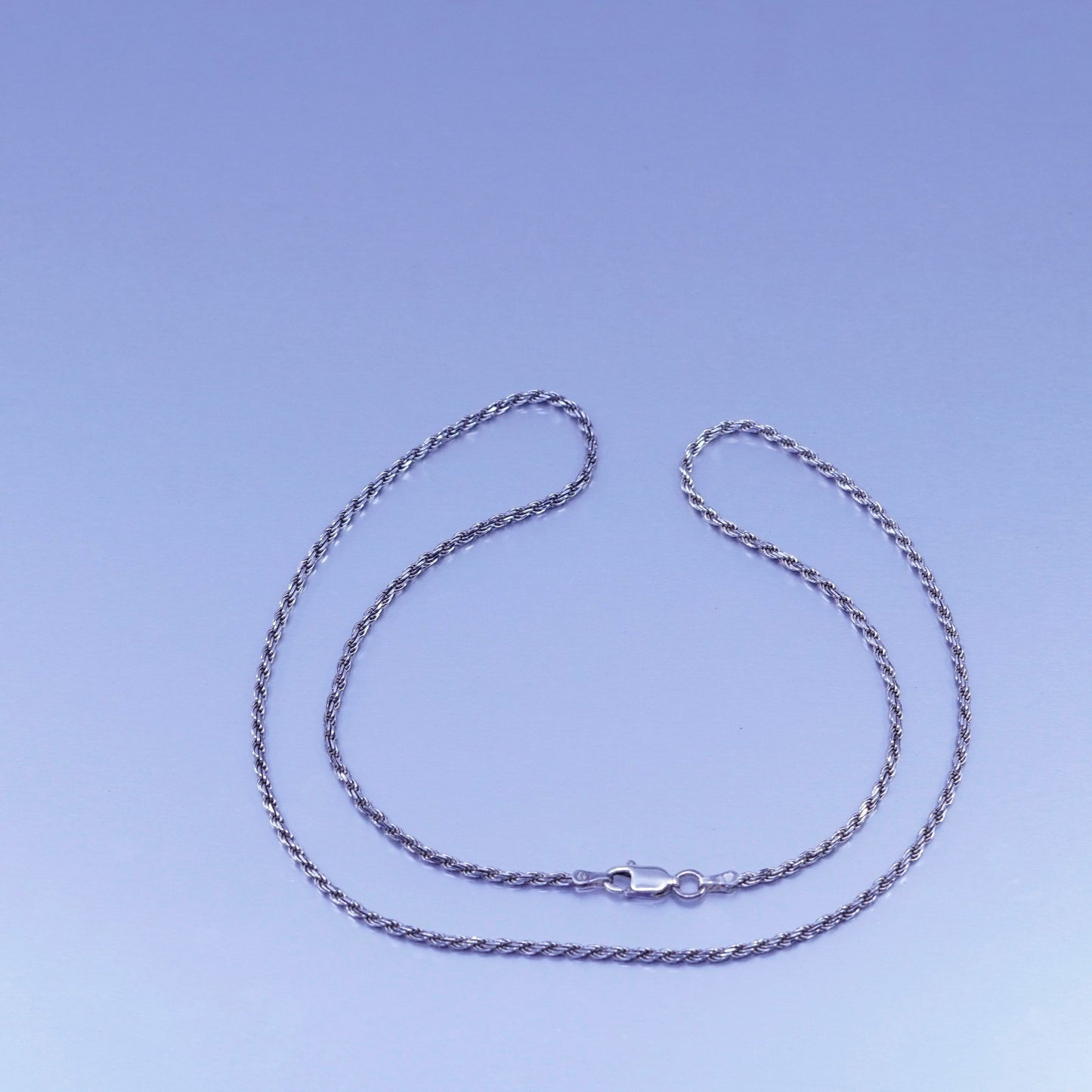 20” 2mm, vintage Sterling 925 silver bold rope chain necklace