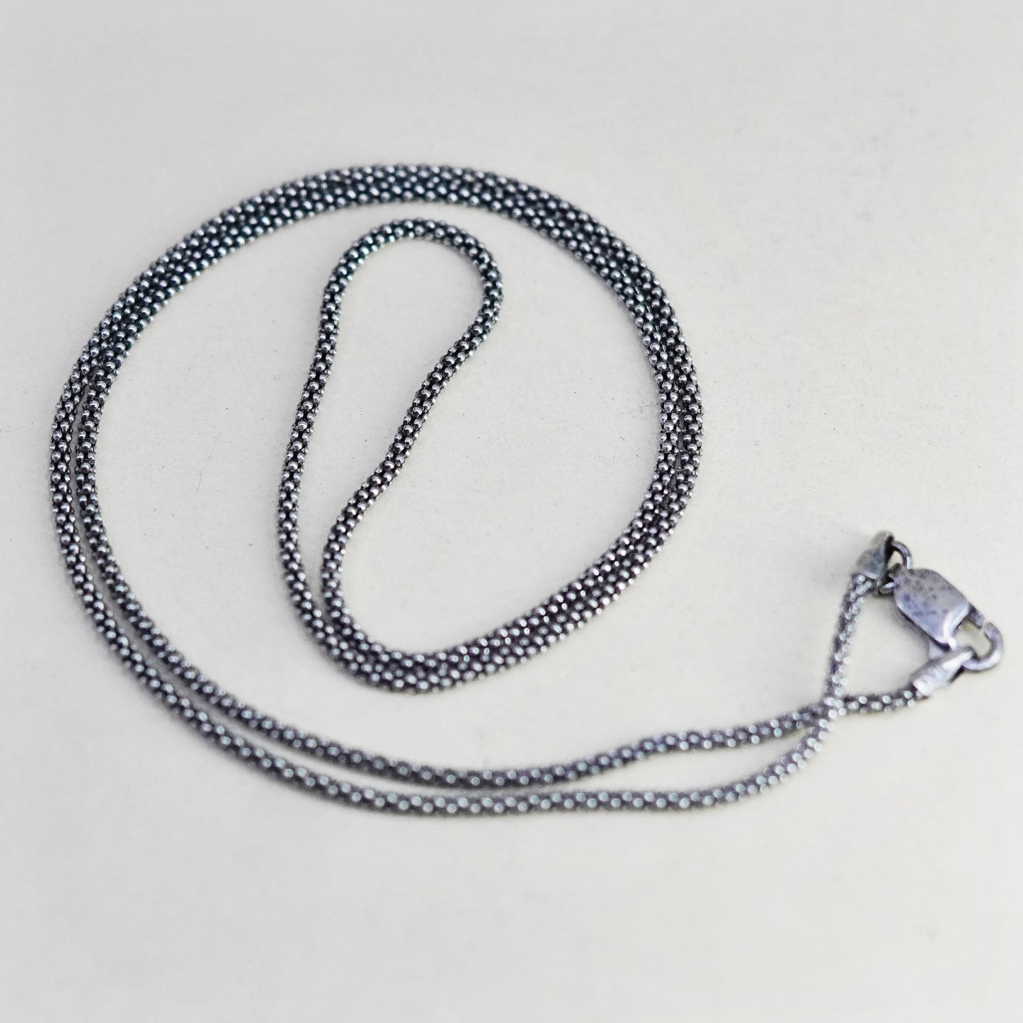 18” 1mm, sterling silver handmade necklace, 925 silver popcorn chain
