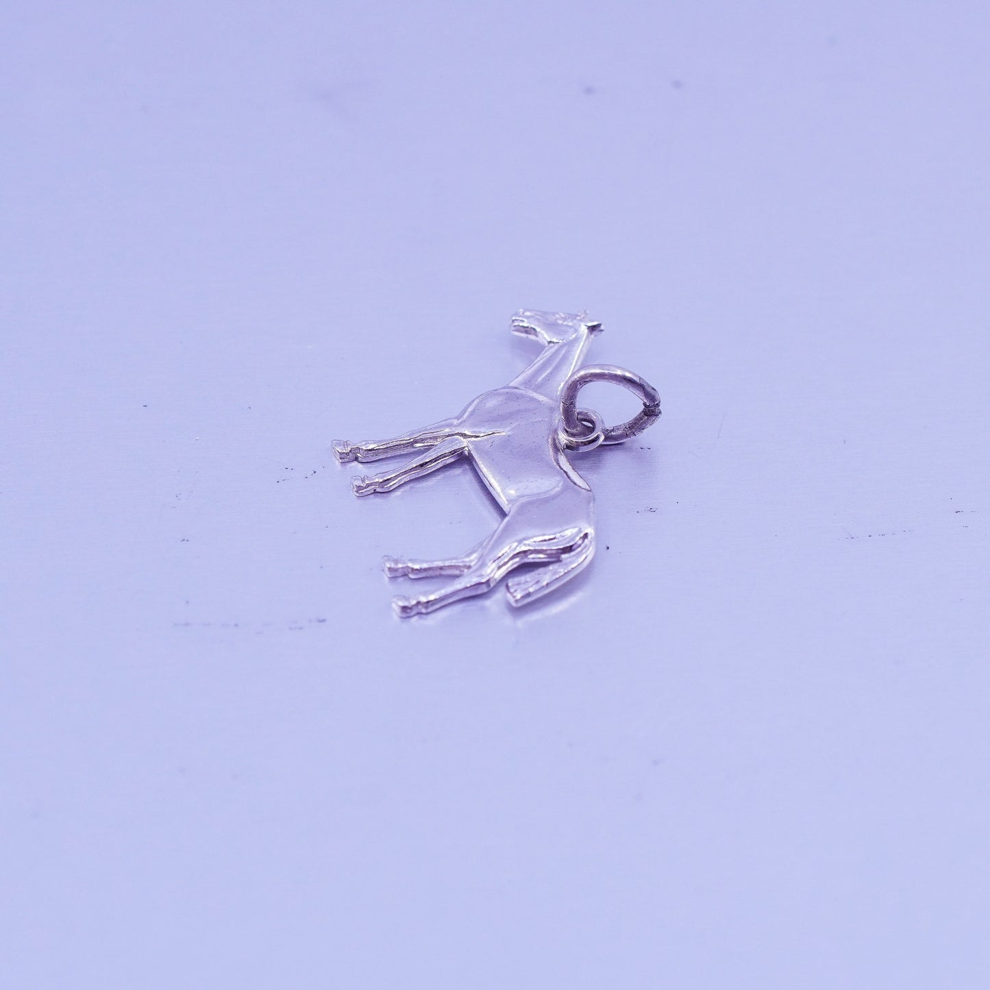 Antique Sterling silver handmade simple 925 horse charm pendant