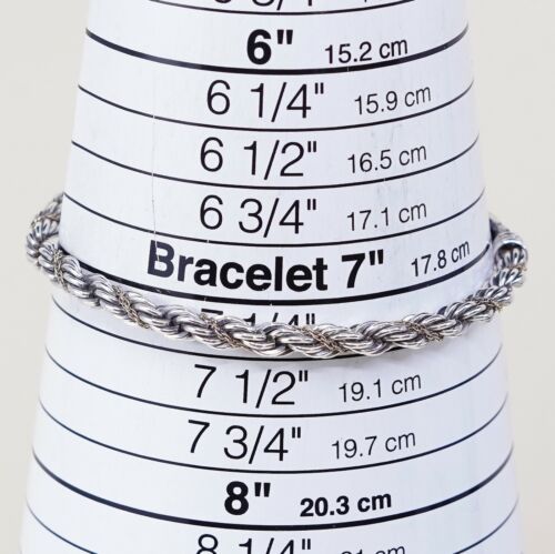 7.25”, 5mm, Vtg Precious Precious 925 14K Sterling Silver French Rope Bracelet