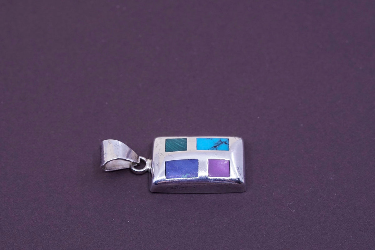 vtg silpada Sterling 925 silver pendant with square turquoise malachite onyx