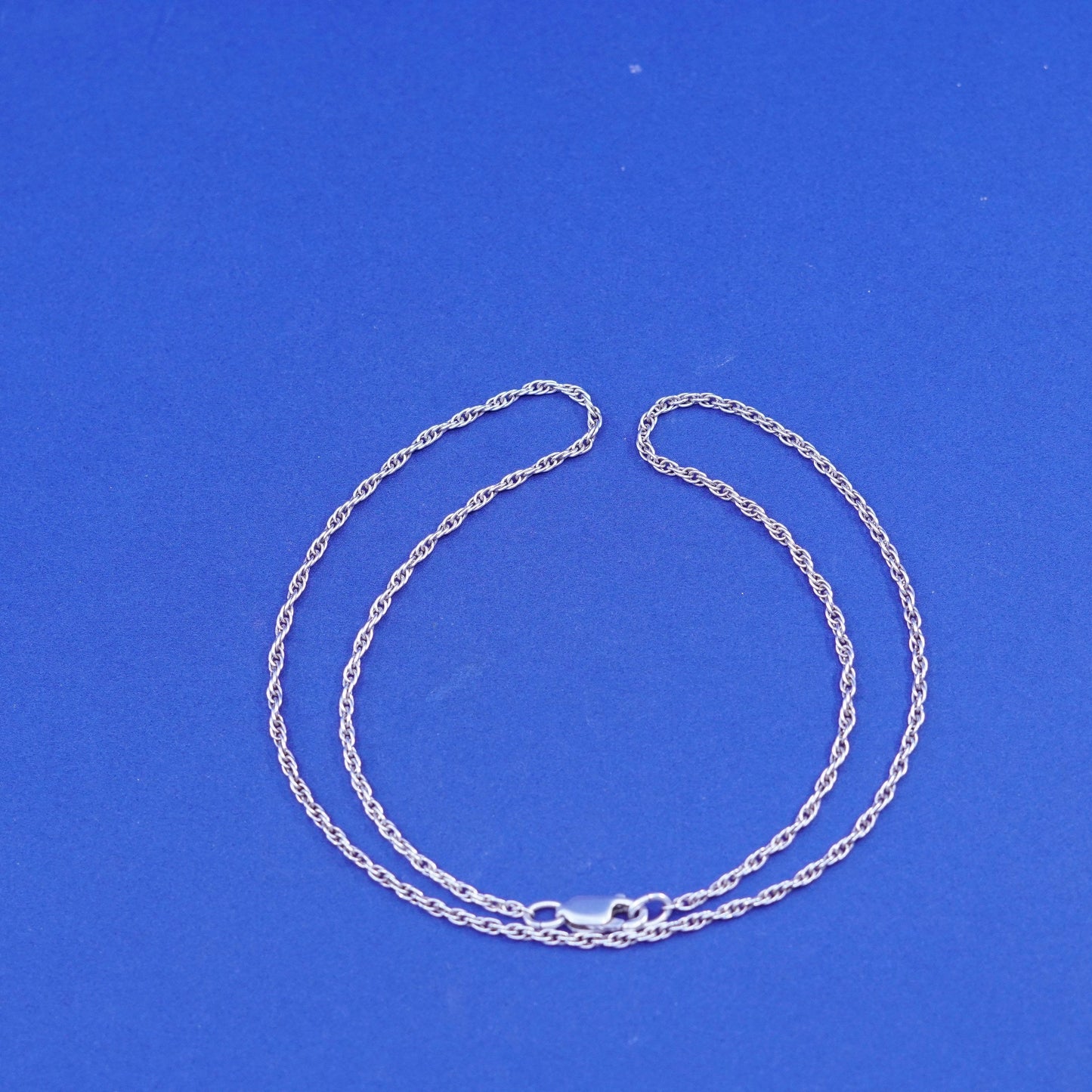 19”, 2mm, vintage Sterling silver necklace, 925 Singapore rope chain