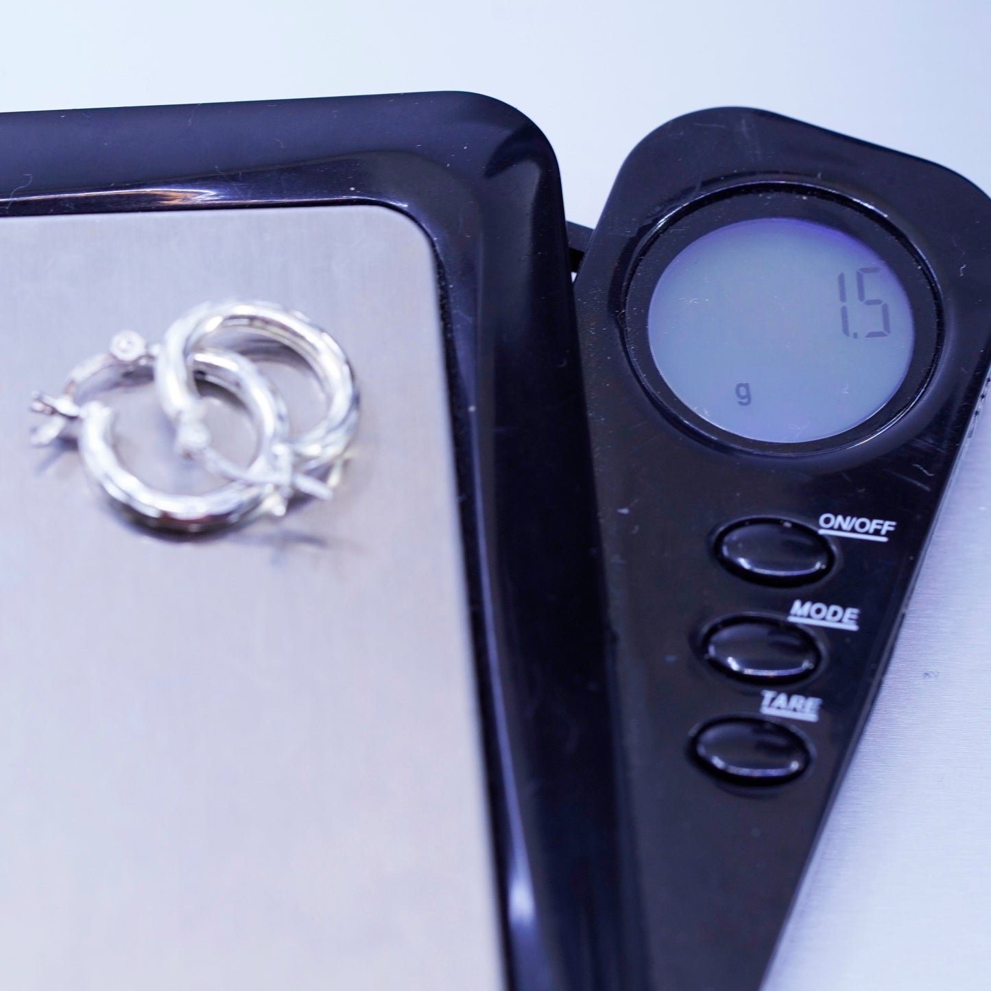 0.5”, vintage Sterling silver handmade earrings, textured 925 hoops