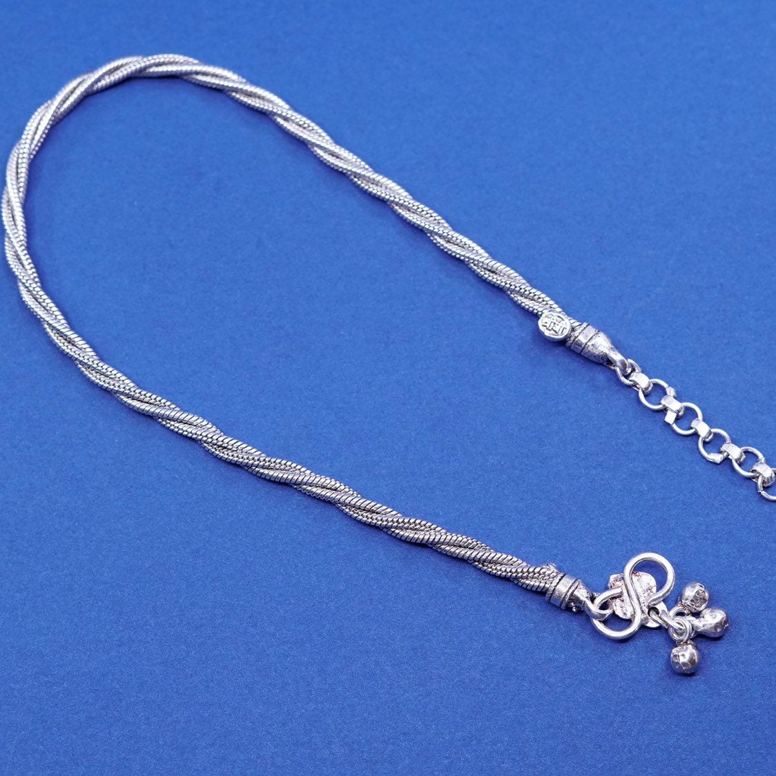 11.5", Sterling silver handmade ankle bracelet, 925 belly dancer anklet chime