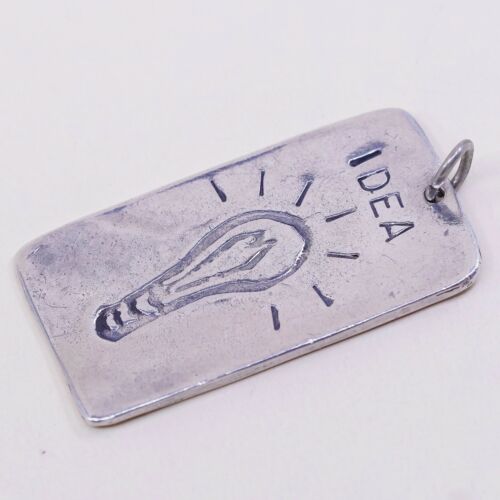 Vtg MCP Sterling Silver Handmade Pendant, Tag W/ Idea LightBulb , Stamped 925