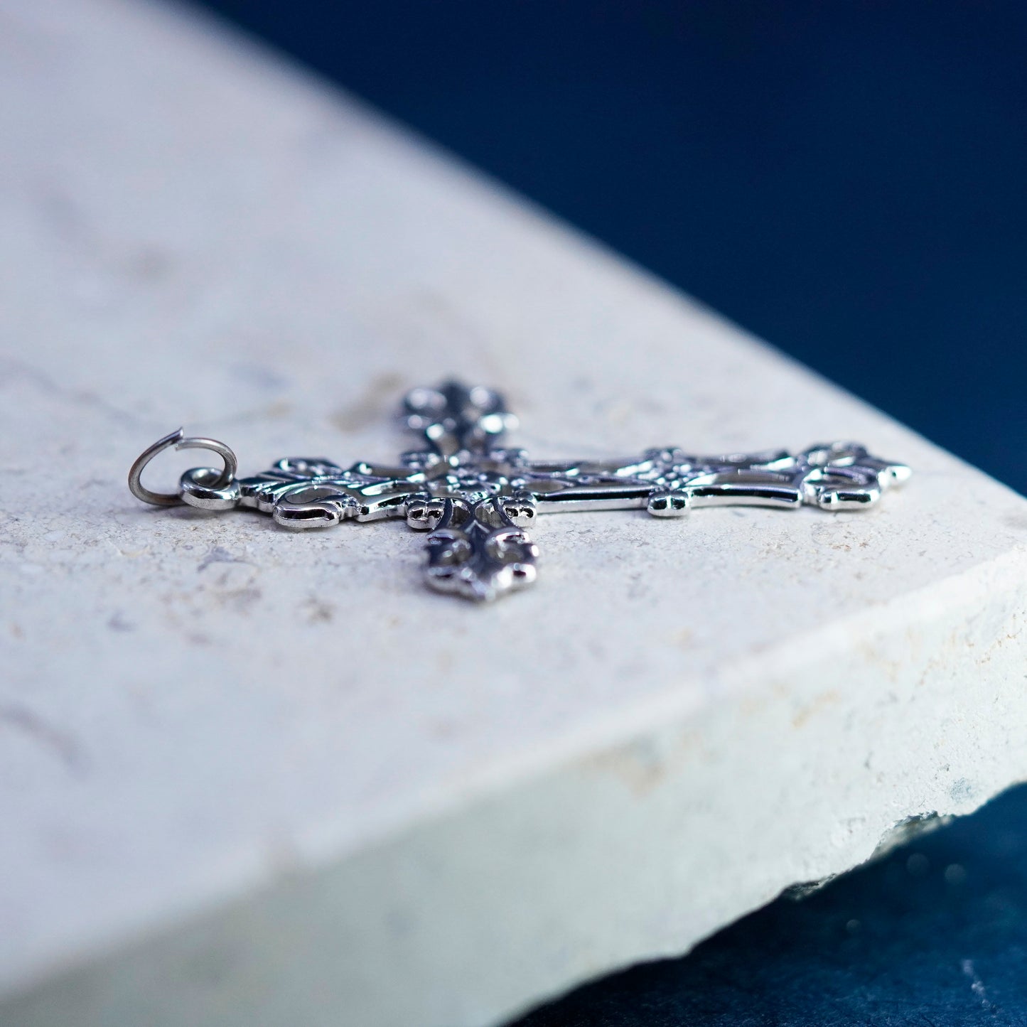 Sterling silver handmade pendant, 925 filigree cross charm