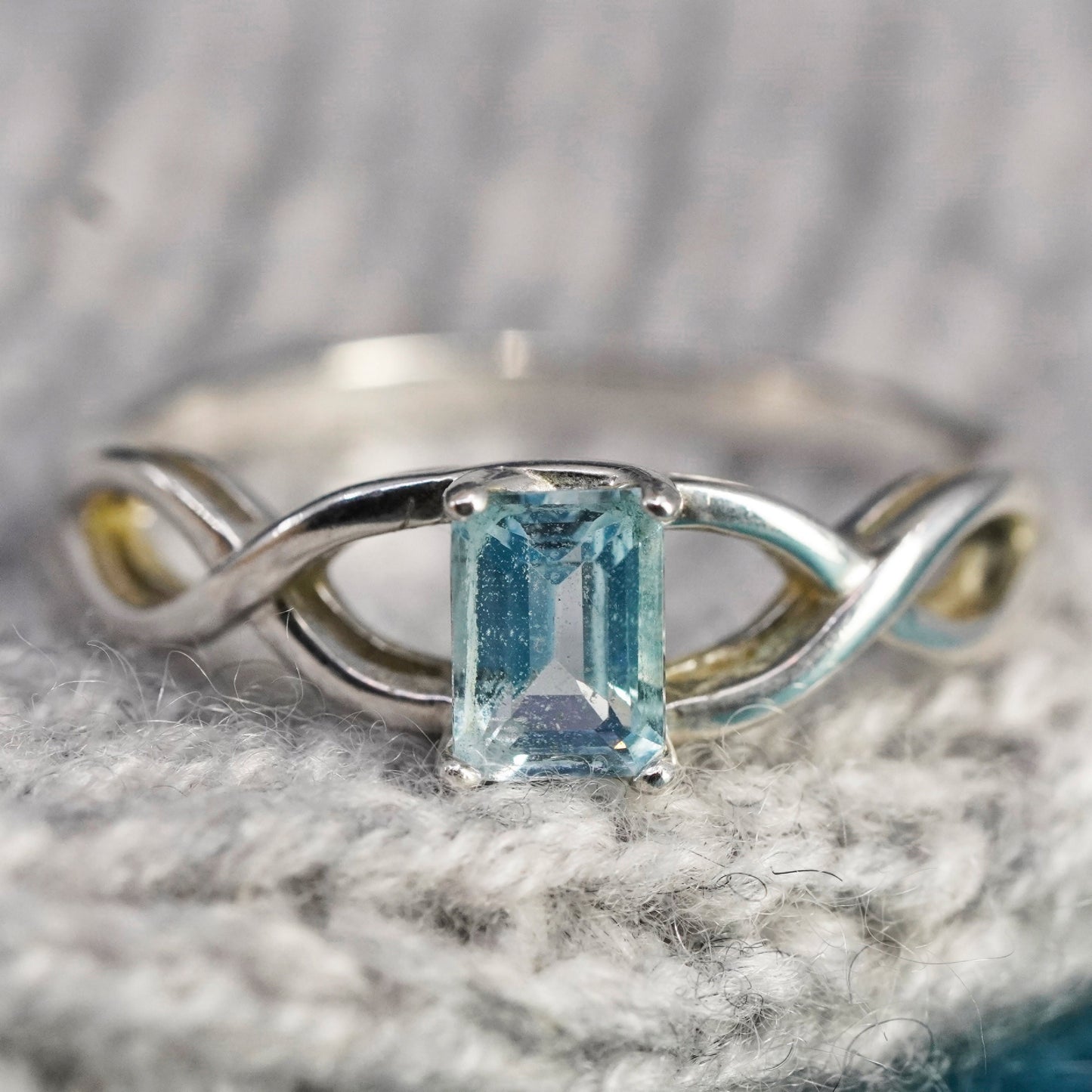 Size 11.25, vintage Sterling silver handmade ring, 925 stackable ring w/ topaz