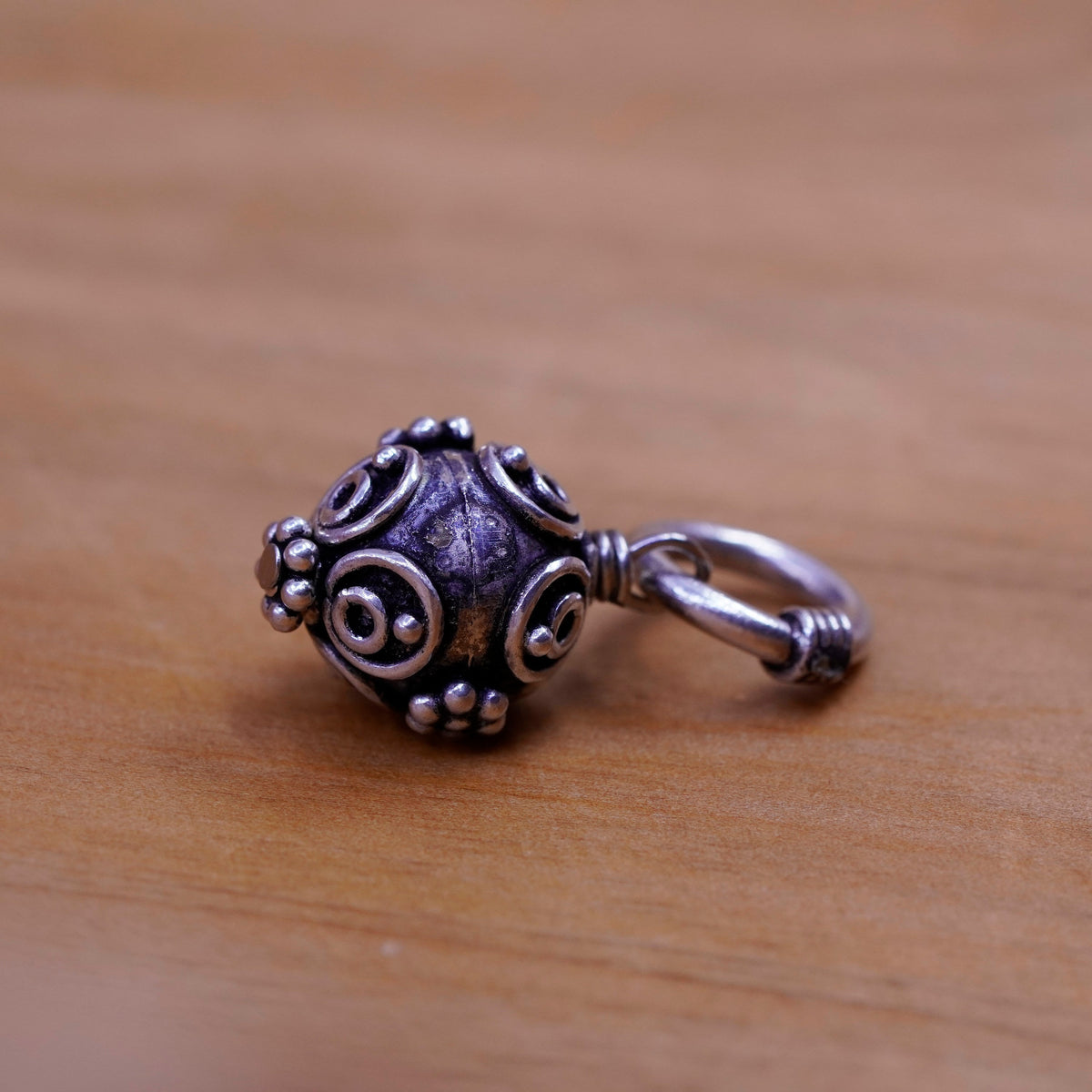 Vintage Sterling silver handmade pendant, 925 bead charm