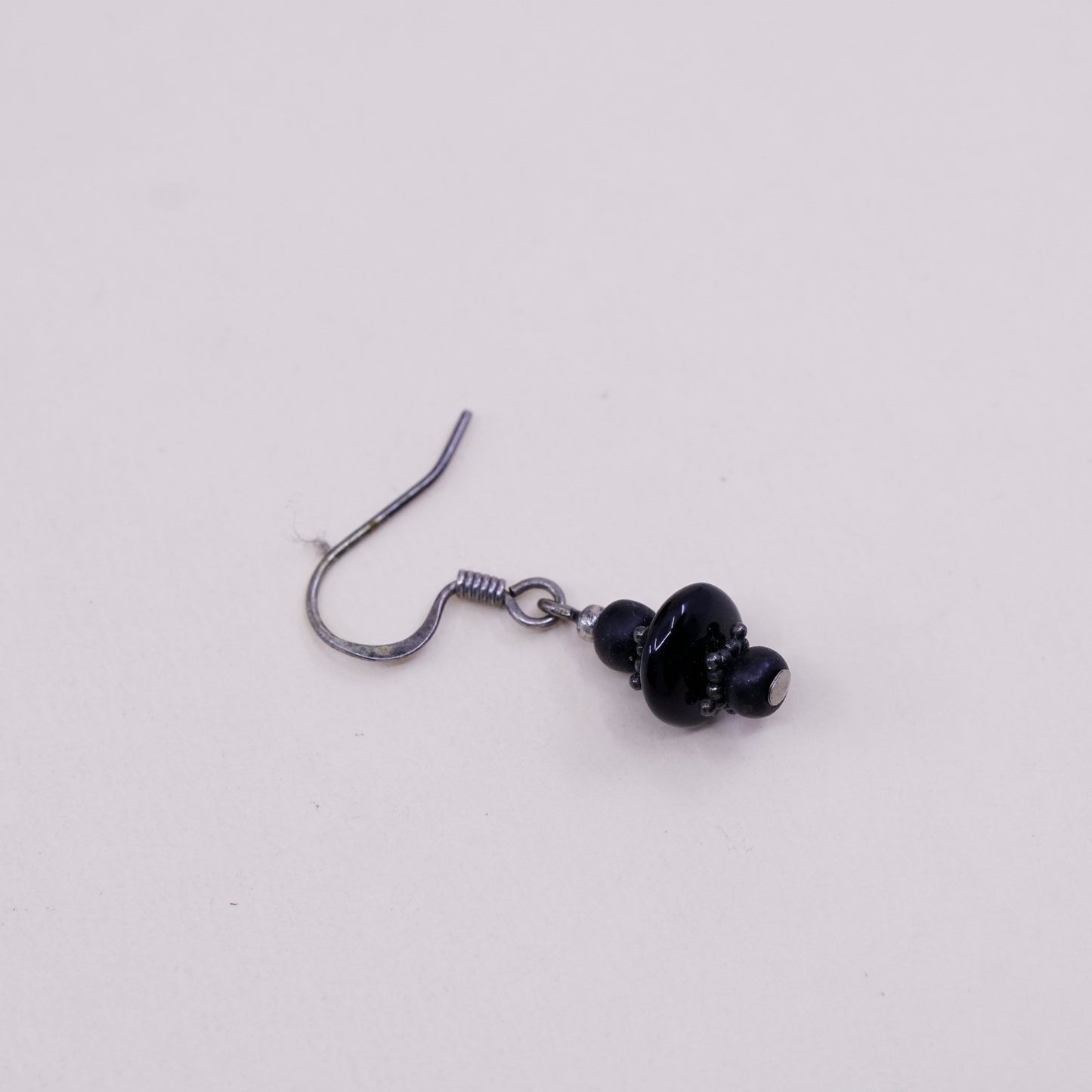Vintage Sterling 925 silver handmade earrings with obsidian