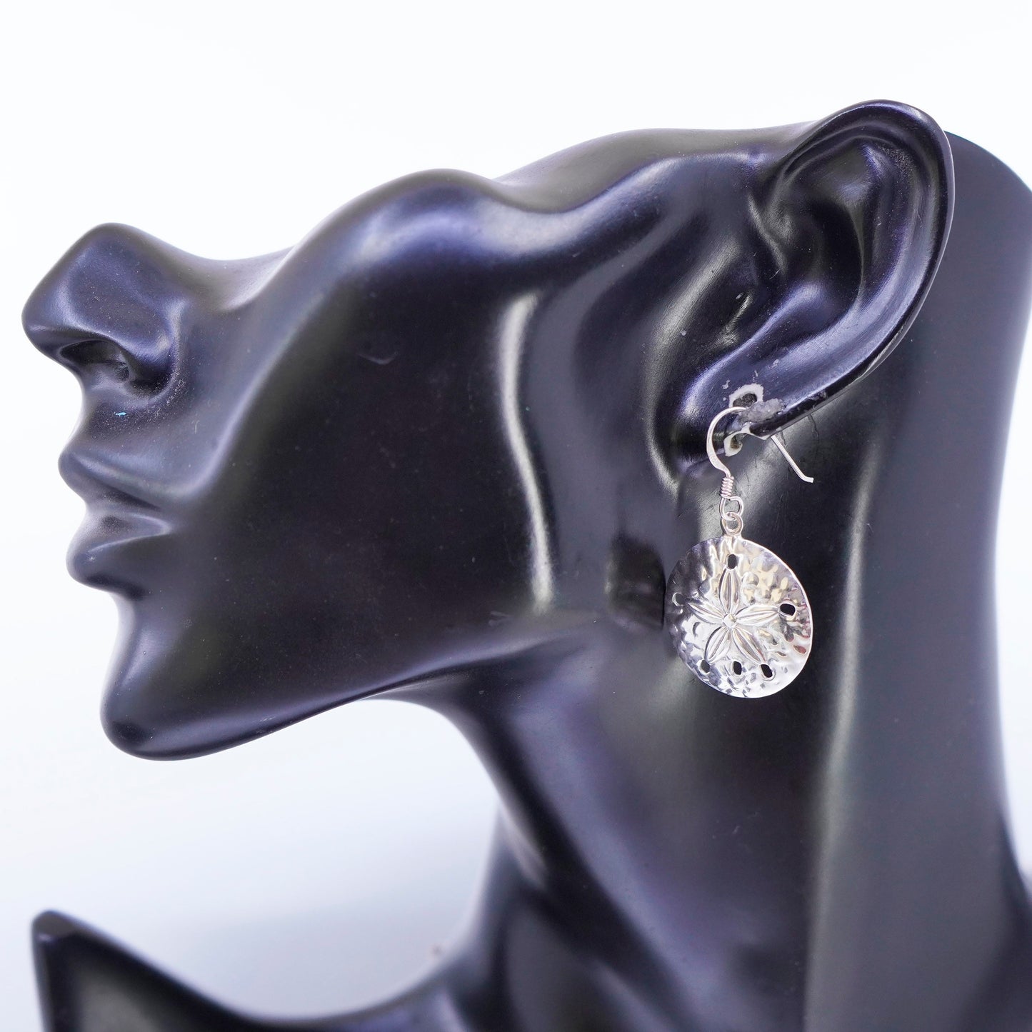 Vintage Sterling 925 silver handmade sand dollar earrings