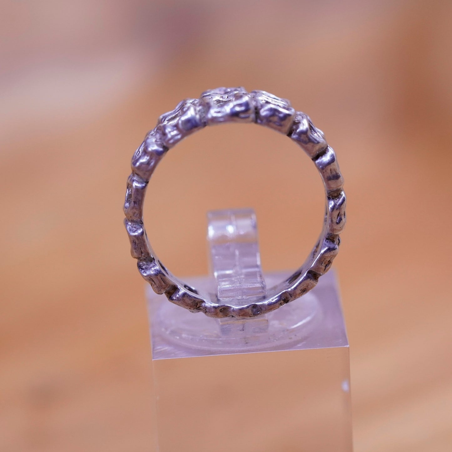 Size 7.25, Sterling silver handmade ring, southwestern style, 925 circle band