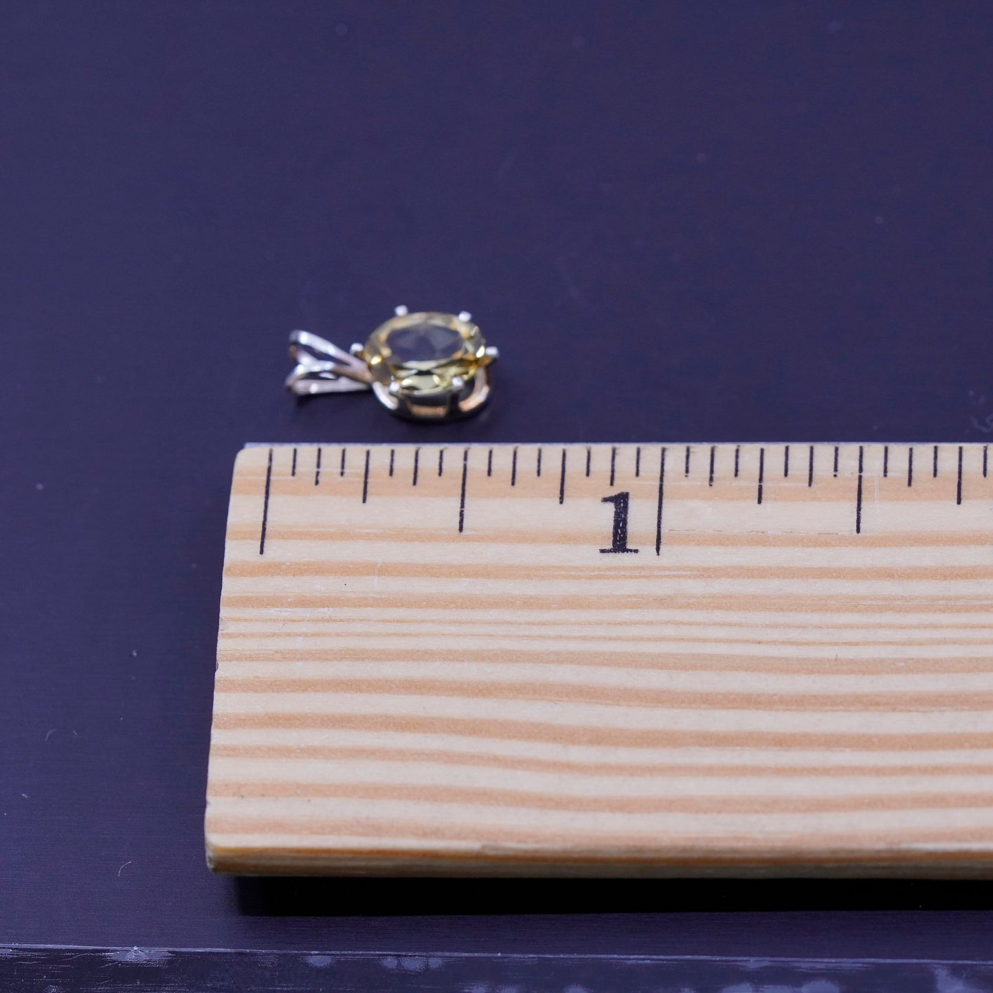 antique sterling 925 silver pendant with oval citrine