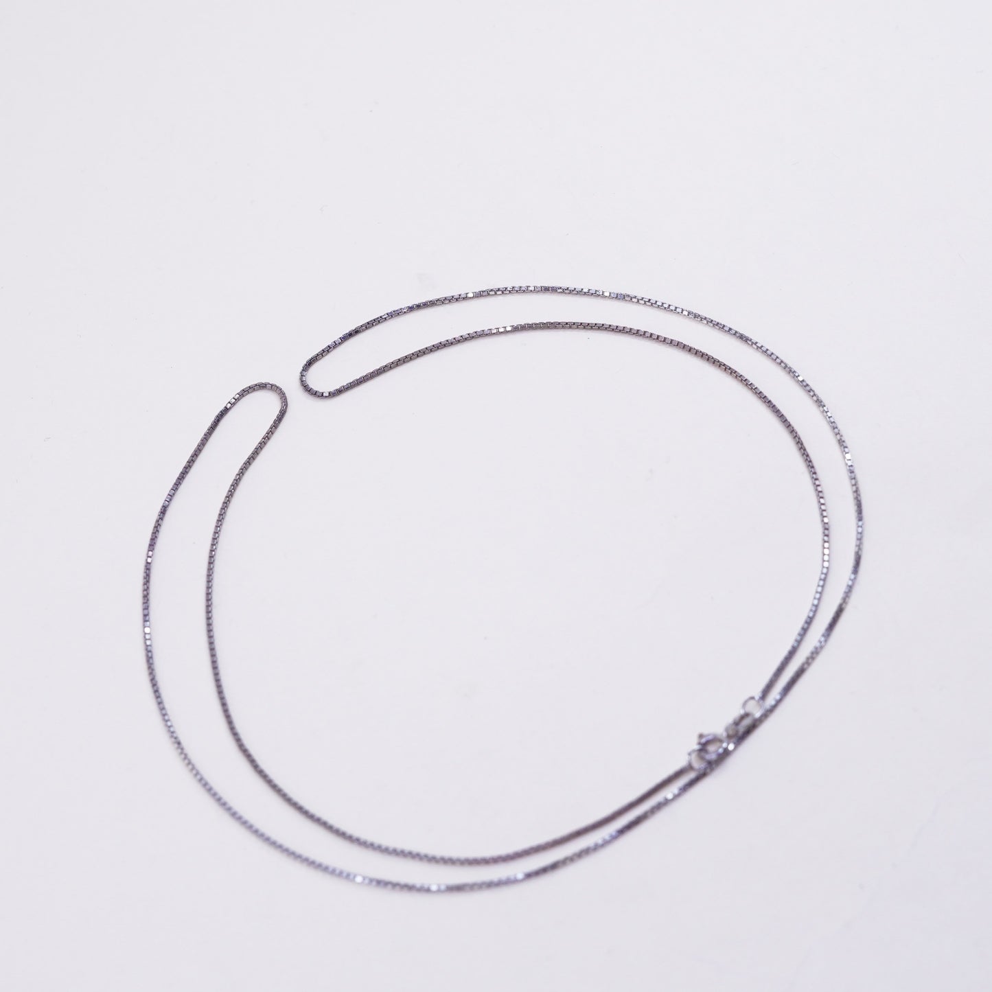 29”, 1mm, Vintage sterling silver Italy 925 silver box chain, necklace