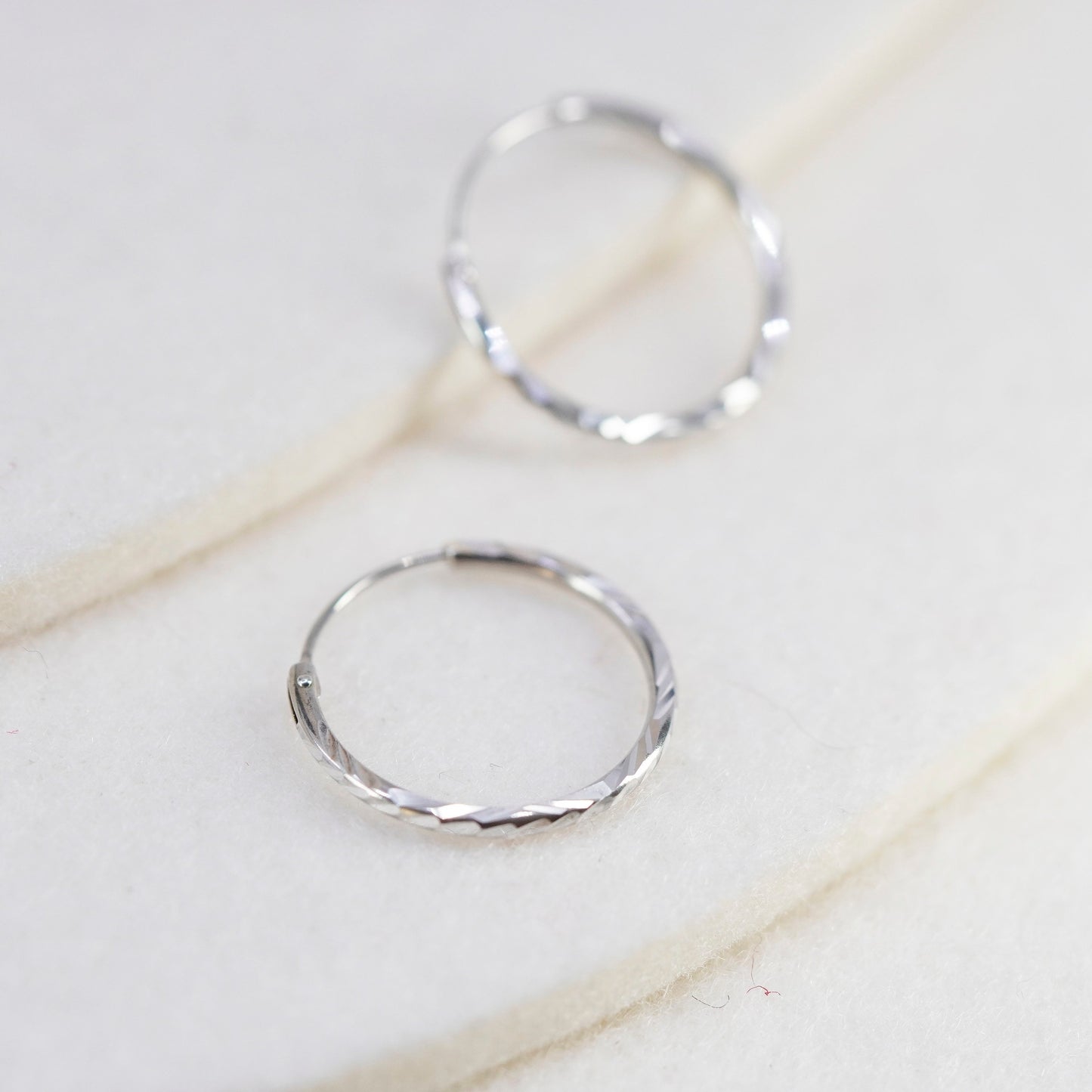 0.5”, vintage Sterling silver handmade earrings, textured 925 hoops