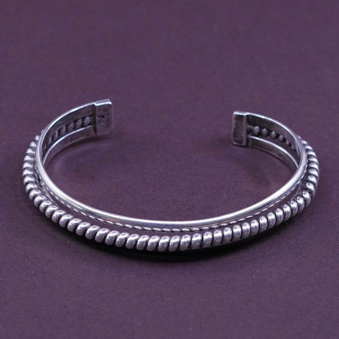6.25", vtg Navajo Tahe Sterling silver bracelet, native American 925 cable cuff