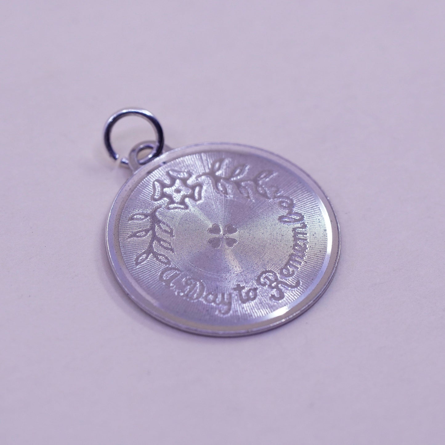 Vintage sterling 925 silver handmade pendant, “a day to remember” tag charm