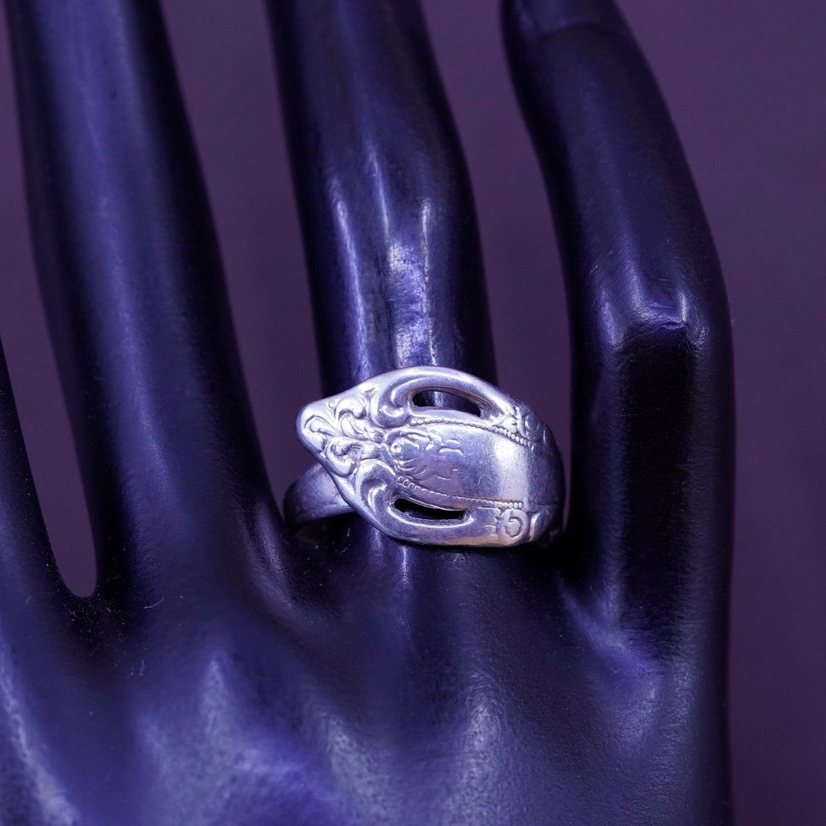 Size 8, vintage Sterling 925 silver handmade band, Sterling spoon ring