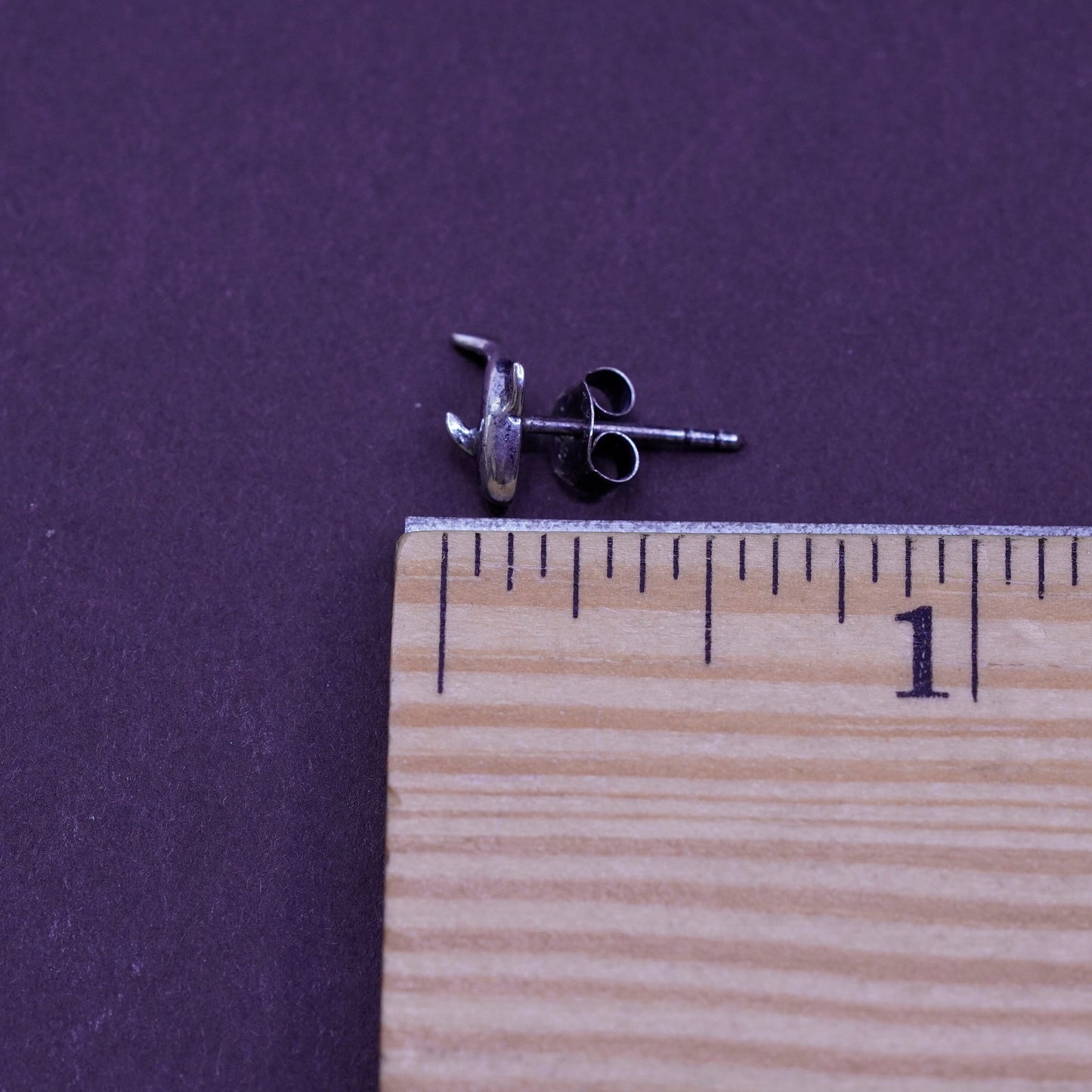 Vintage Sterling silver handmade earrings, 925 dolphin studs