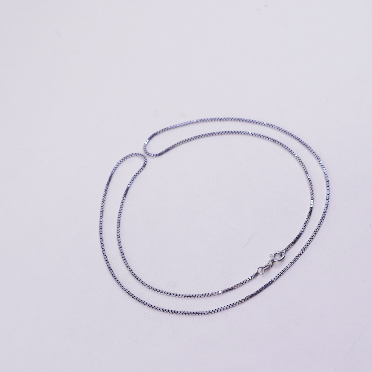 24”, 1mm, Vintage Italian sterling 925 silver box chain, necklace