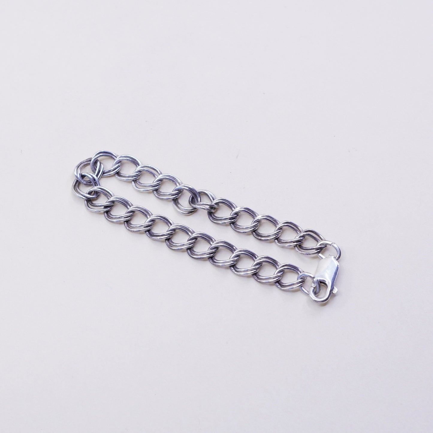 7”, 8mm, Vintage prochain sterling silver bracelet, 925 double curb chain