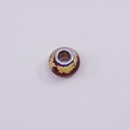 Vintage Sterling 925 silver handmade Murano glass bead charm
