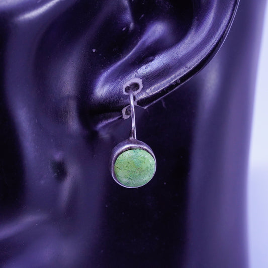 Vintage Sterling 925 silver handmade earrings with round turquoise
