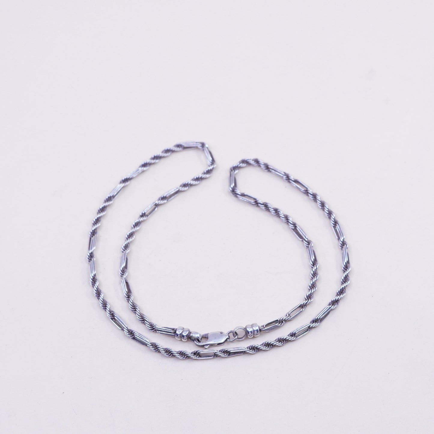 18”, 3mm, Vintage Peru sterling 925 silver elongated chain, necklace