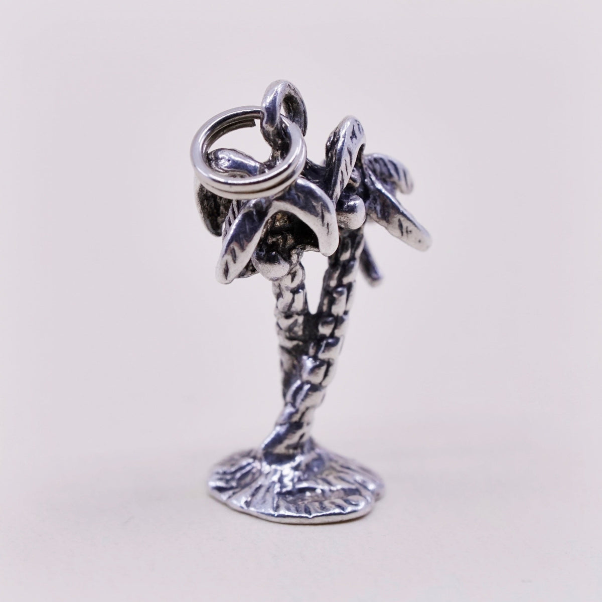 Vintage sterling silver handmade pendant, 925 silver charm palm tree