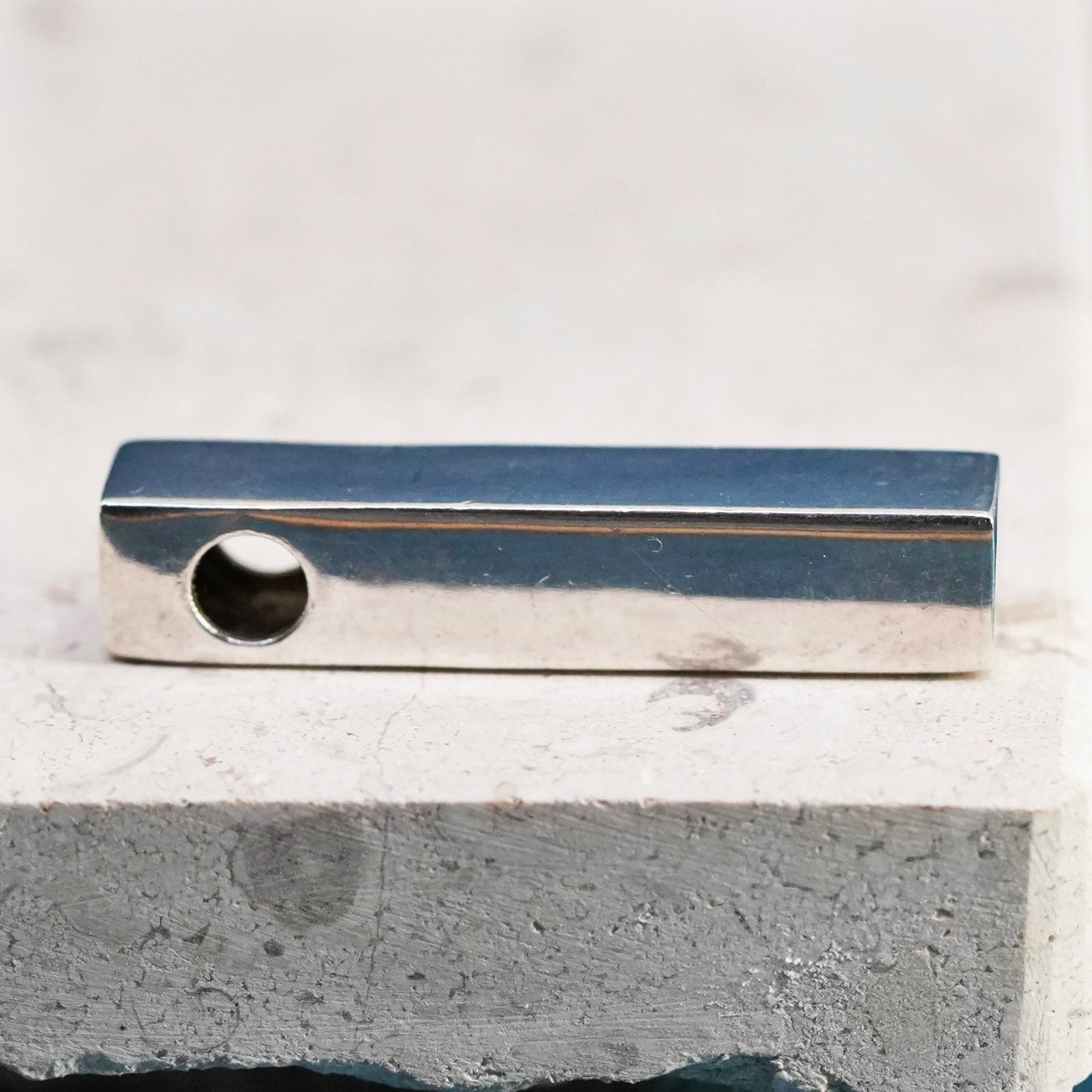 1.25”, vintage Sterling silver handmade pendant, modern 925 tube