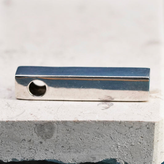 1.25”, vintage Sterling silver handmade pendant, modern 925 tube