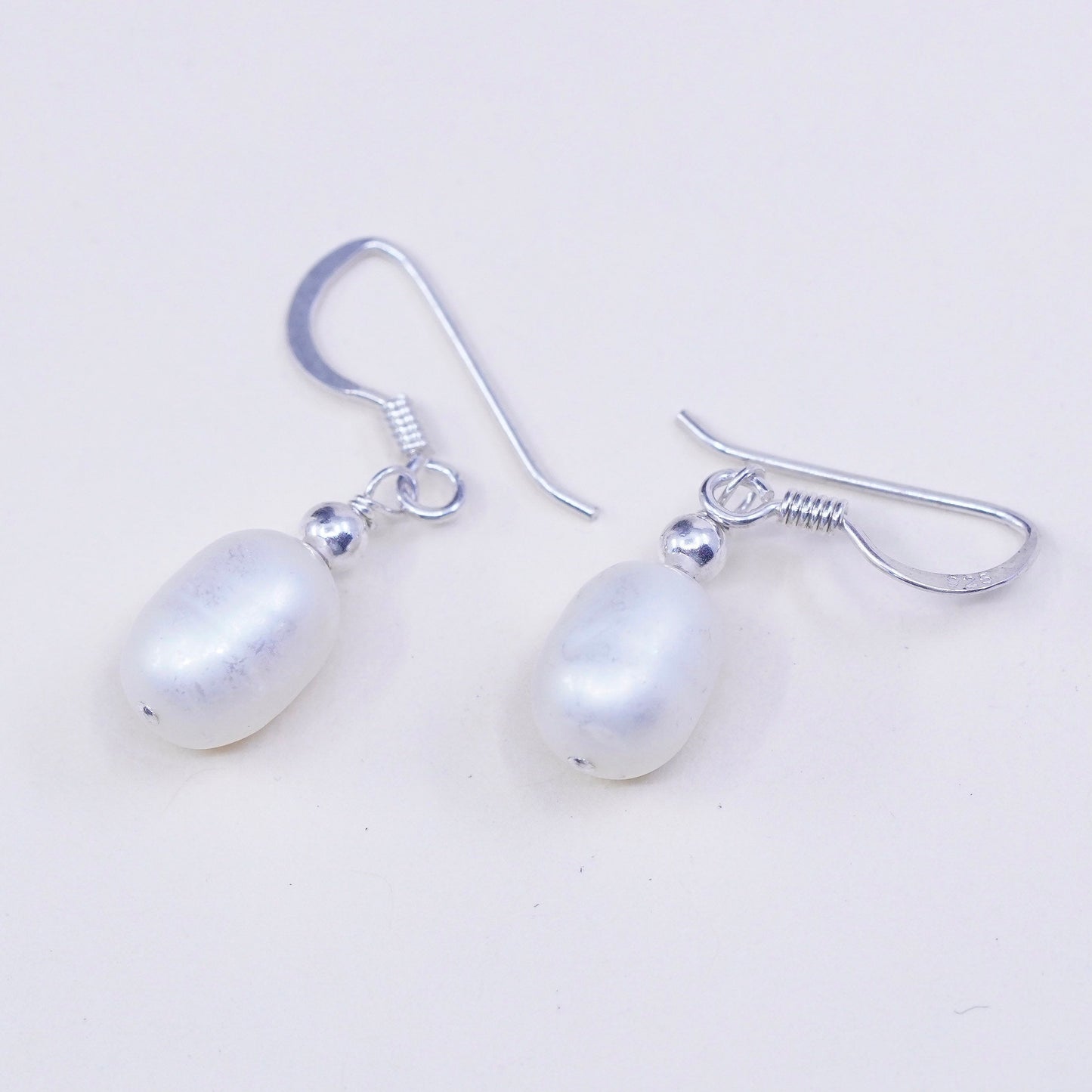 Vintage Sterling 925 silver handmade earrings with pearl drops