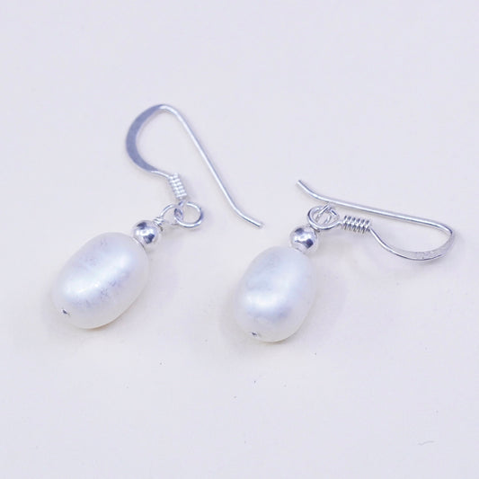Vintage Sterling 925 silver handmade earrings with pearl drops