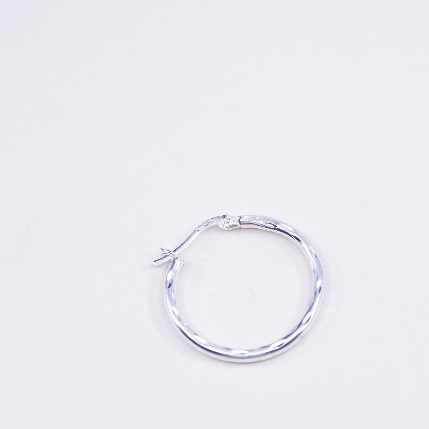 1”, Vintage sterling silver loop earrings, textured minimalist primitive hoops