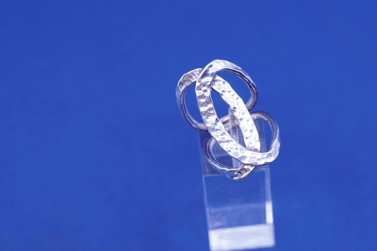 Size 6, vintage Sterling silver handmade wrapped ring, 925 silver hammered band
