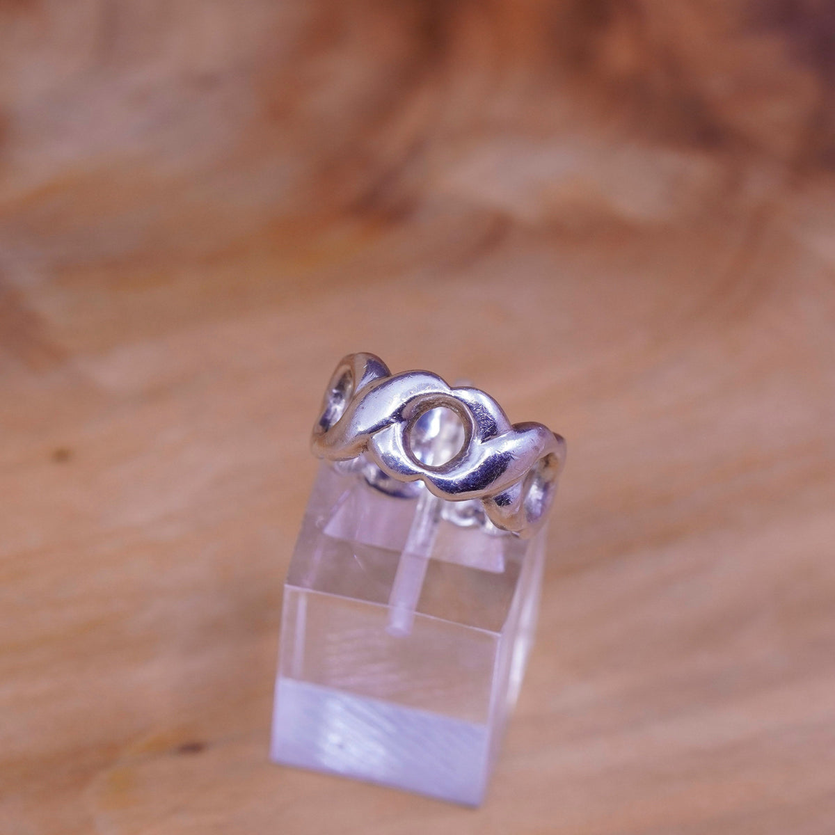Size 4.5, vintage Sterling silver handmade ring, 925 twisted band
