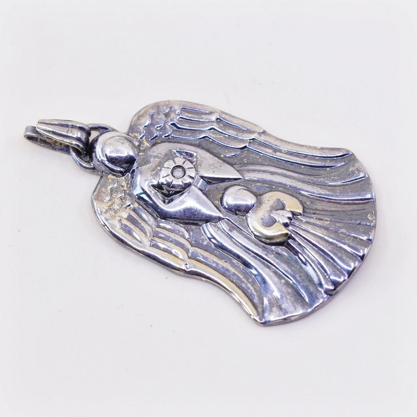 Gorham Sterling 925 silver Angel pendant with diamond. guardian Angel